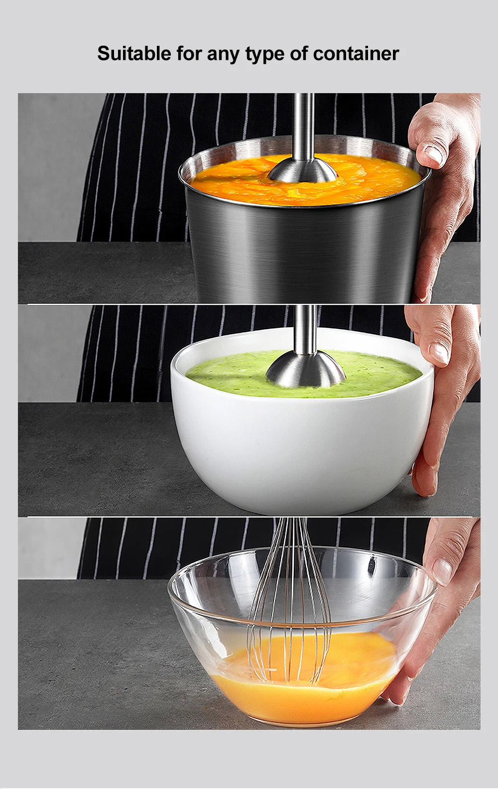 Biolo Mix 4 in 1 High Power 1200W Immersion Hand Stick Blender Includes Chopper and Smoothie Cup Stainless Steel Blades