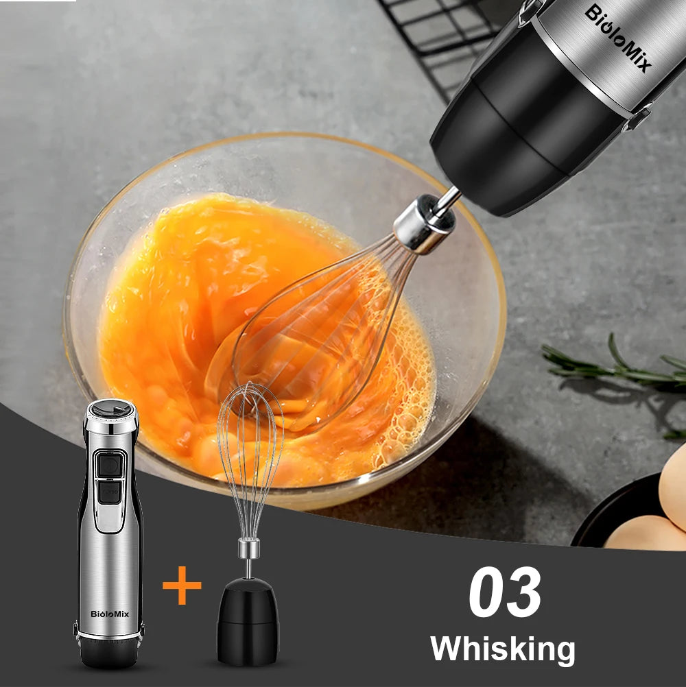 Biolo Mix 4 in 1 High Power 1200W Immersion Hand Stick Blender Includes Chopper and Smoothie Cup Stainless Steel Blades