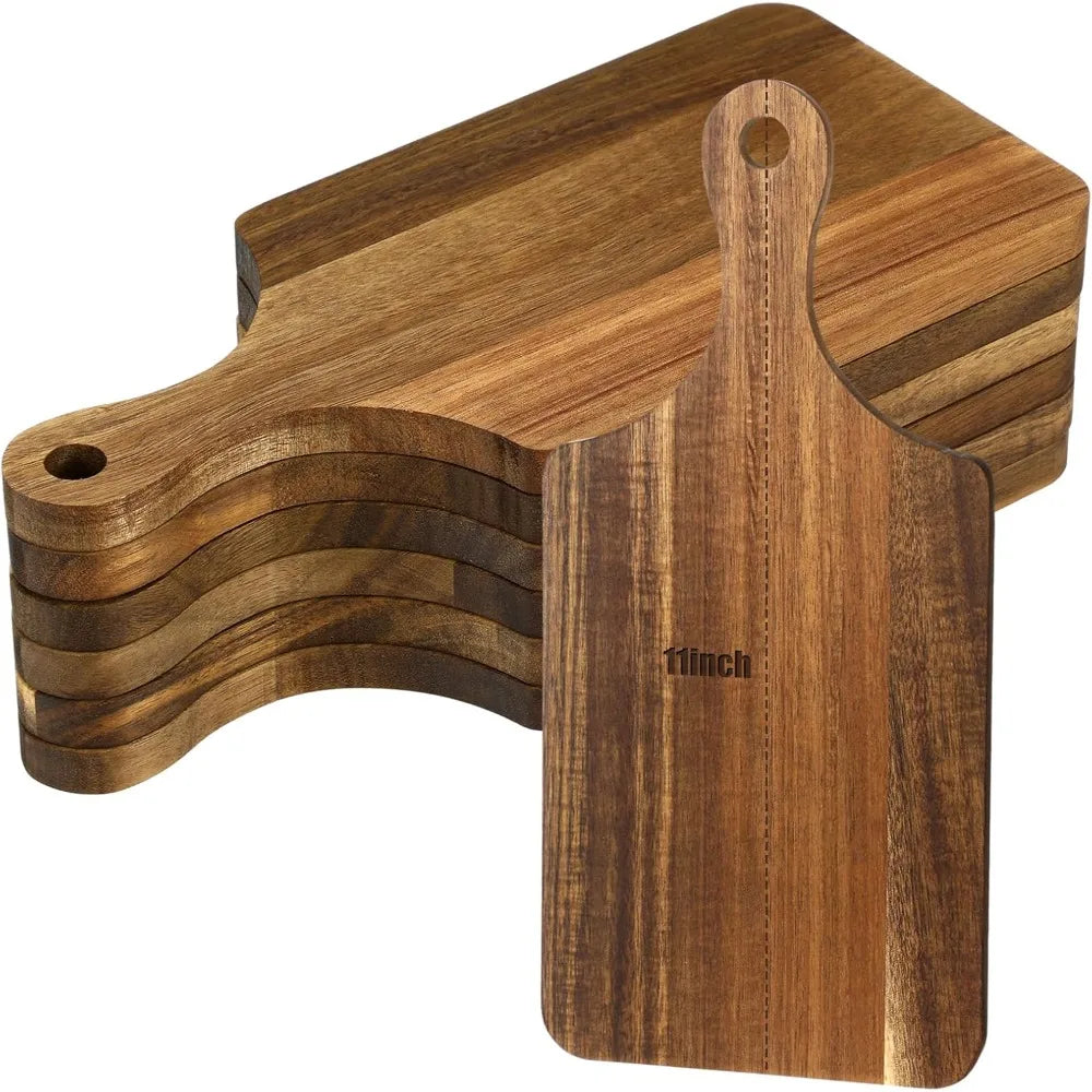 6 Pcs Cutting Board Bulk Kitchen Thicken Chopping Platter with Handles Wooden Charcuterie Serving Trays Blank Wood Boards for En