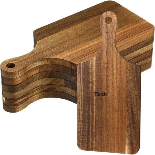 6 Pcs Cutting Board Bulk Kitchen Thicken Chopping Platter with Handles Wooden Charcuterie Serving Trays Blank Wood Boards for En