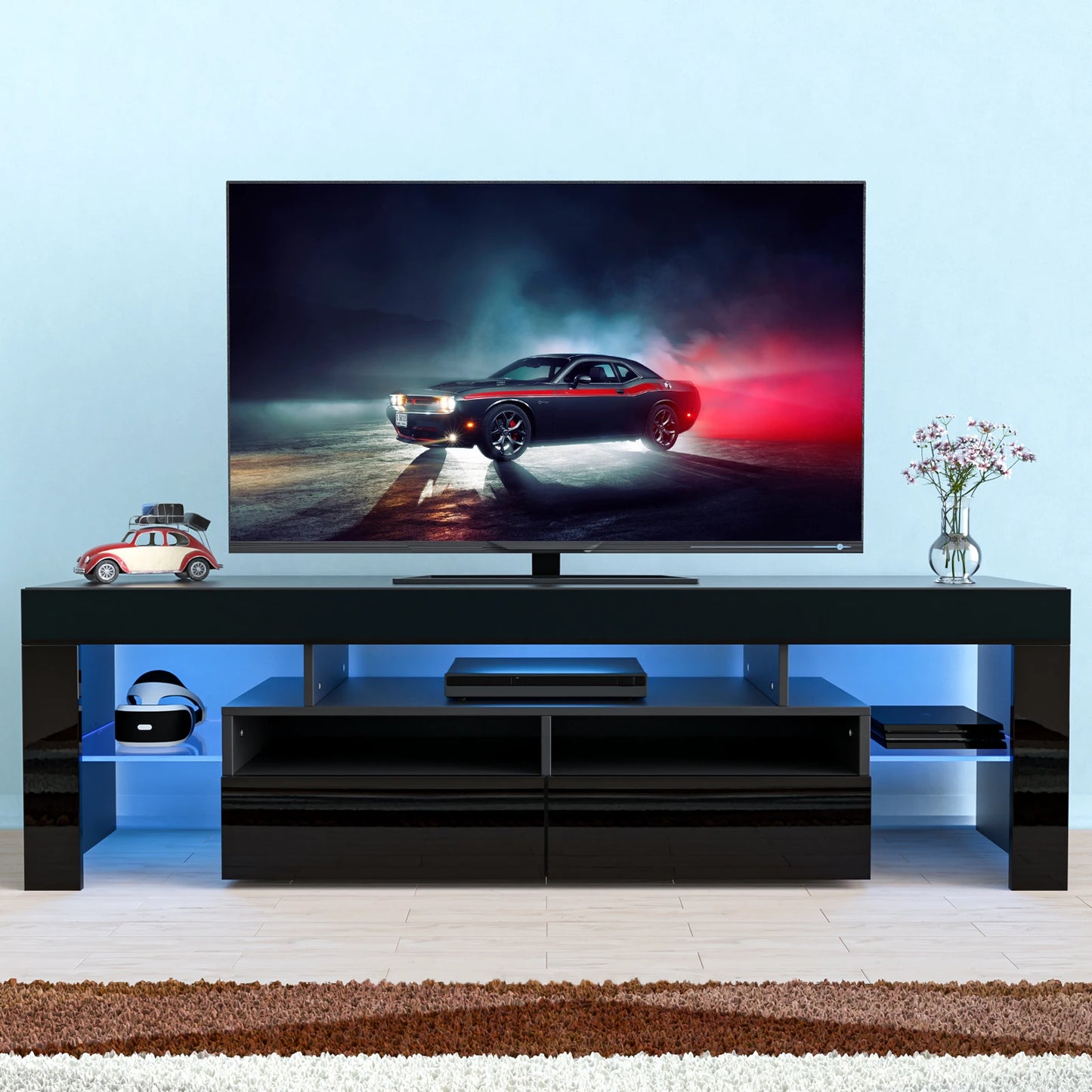 LED TV Stand with 20 Color Lights and Storage Drawers