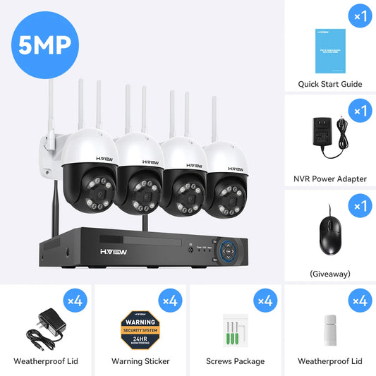 H View 8CH 5MP Wireless Security Camera System NVR Kit