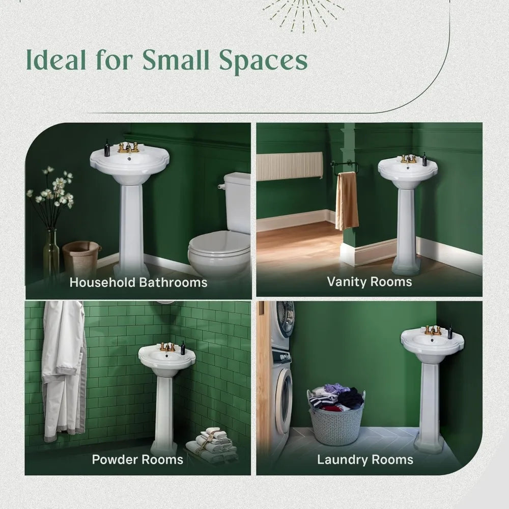 Renovators Supply Portsmouth Corner Pedestal Sink White