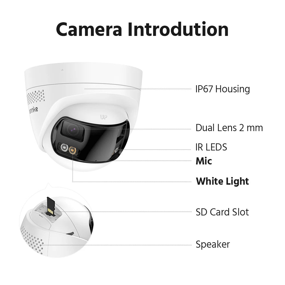 ANNKE 8MP Panoramic Outdoor PoE Camera 180 Dual Lens
