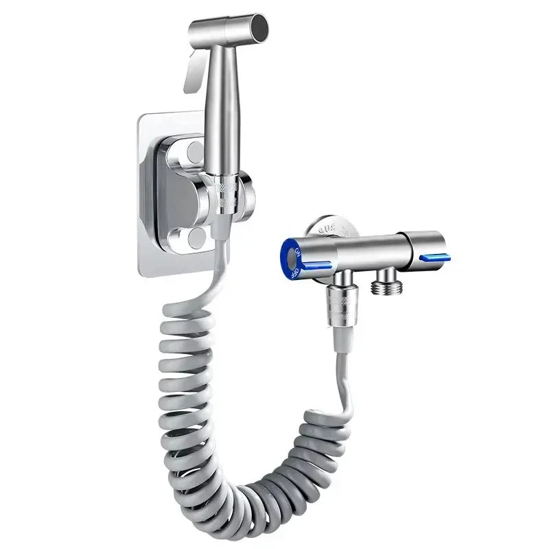 Toilet cleaning gun set one inlet and two outlet angle valve booster gun bathroom