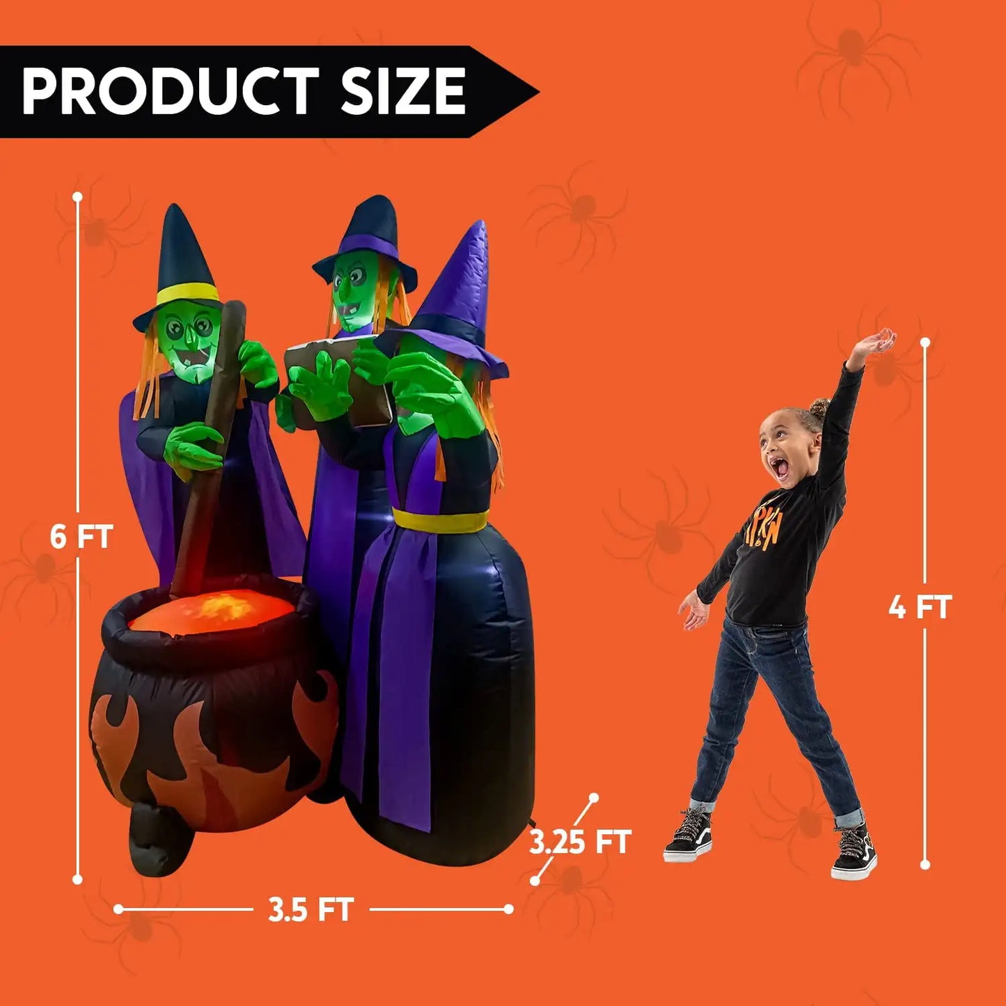 Joyfy 6 ft Halloween Inflatable Outdoor Witches Cauldron Pot Large Decorations with Flame Light for Halloween Decoration