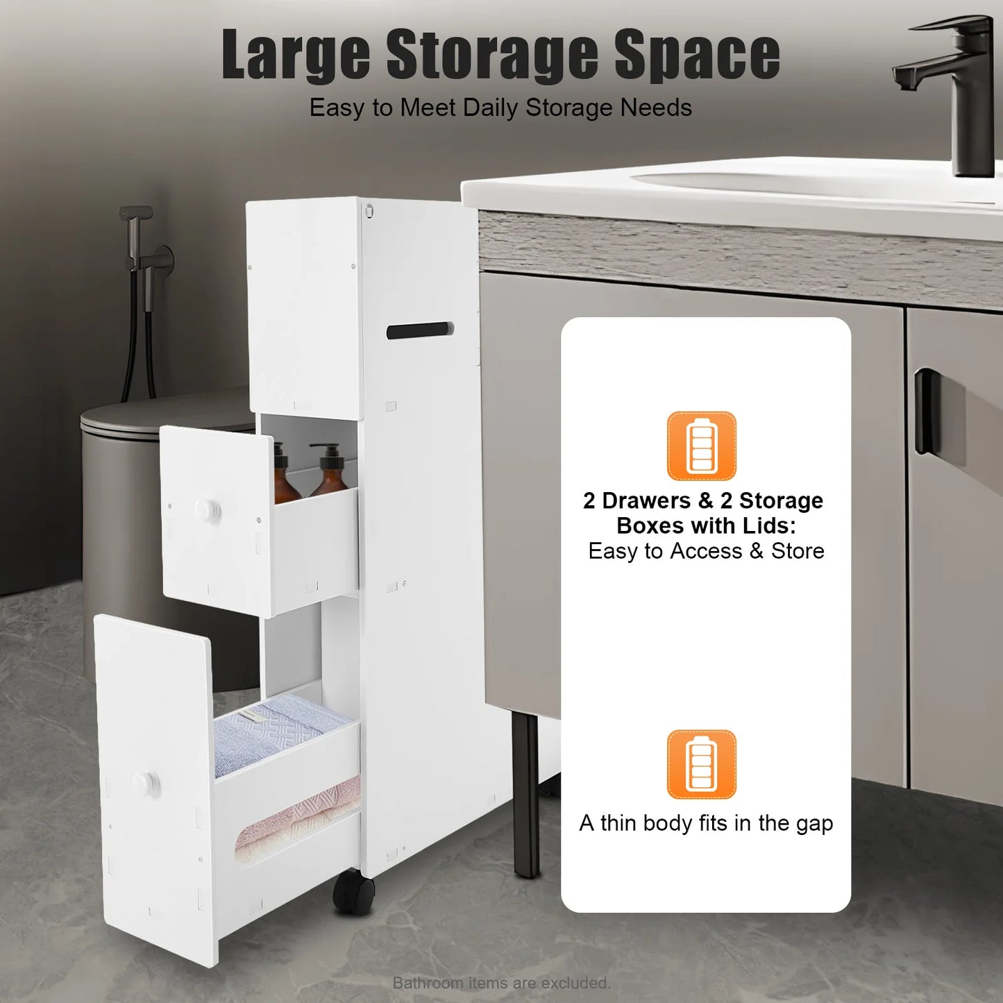 Bathroom Storage Cabinet, Narrow Floor Storage Cabinet, Storage Cabinet with Drawers