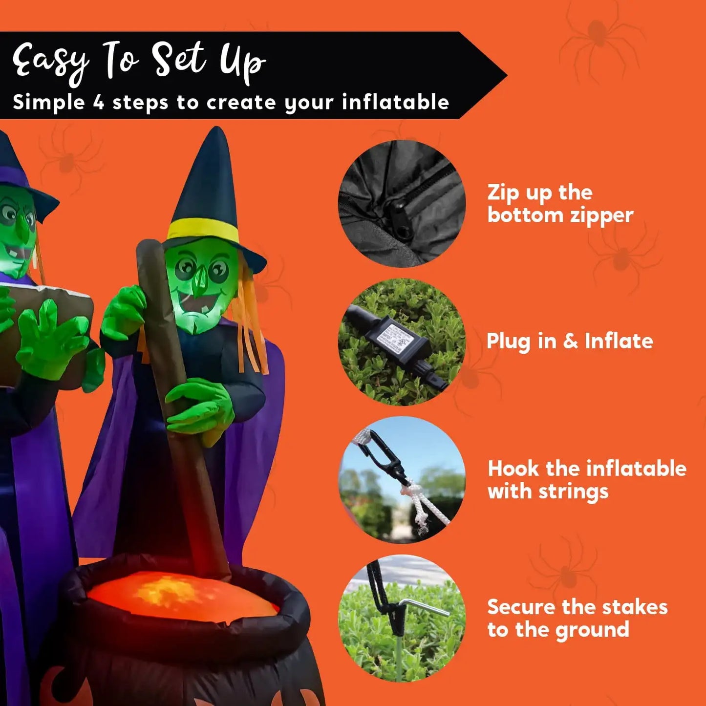 Joyfy 6 ft Halloween Inflatable Outdoor Witches Cauldron Pot Large Decorations with Flame Light for Halloween Decoration