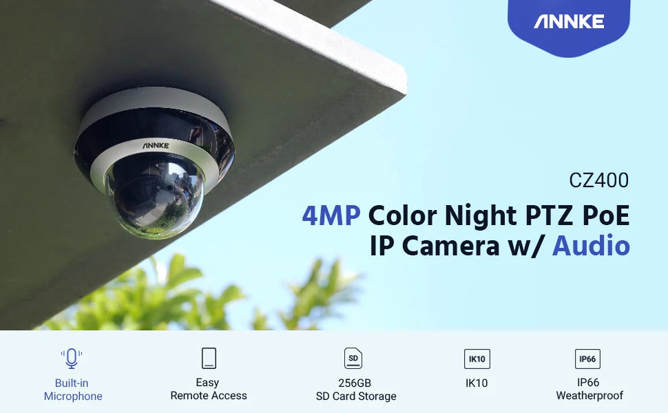 ANNKE 4MP PTZ IP Camera With 4X Optical Zoom AI Detection