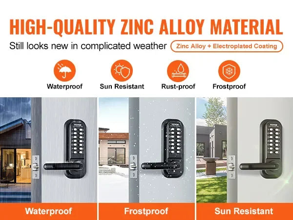 Mechanical Keyless Entry Door Lock, 14 Digit Keypad, Embedded Outdoor Gate Door Locks Set with Keypad and Handle, Water-proof Z