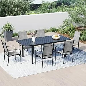 5/7/9-Piece All-Weather Rattan Patio Dining Set with 60" Wood Table Top, Removable Cushions & Umbrella Hole - Outdoor Furniture