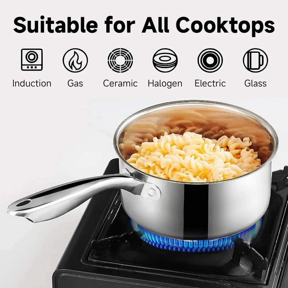 Stainless Steel Sauce Pan Set 1 Qt 2 Qt 3 Qt Induction