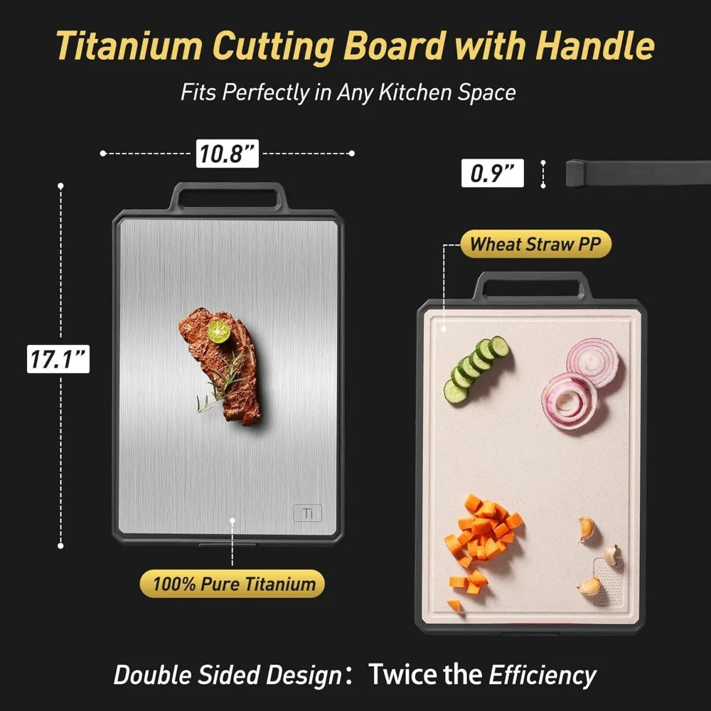Titanium Cutting Boards for Kitchen Non Toxic Chopping Board with Handle