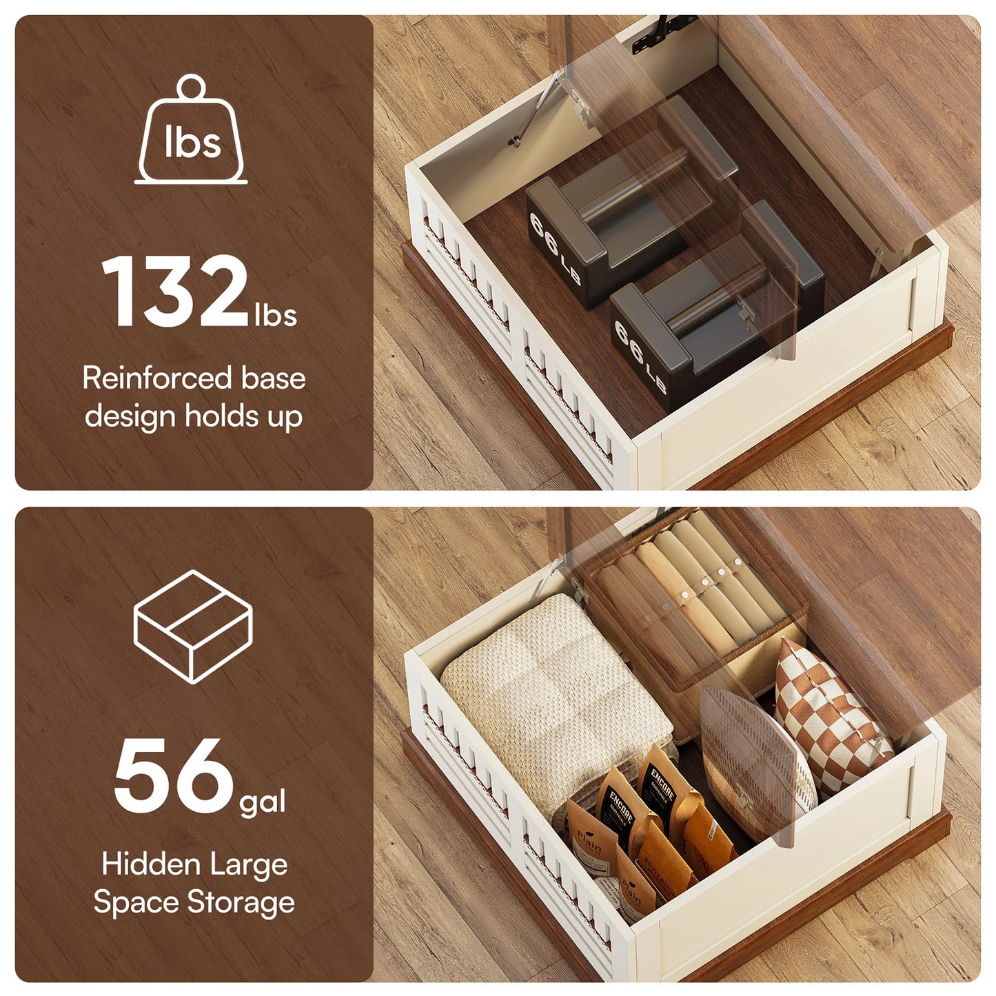 31.5" Farmhouse Lift Top Coffee Table with Large Hidden Storage Compartment for Living Room