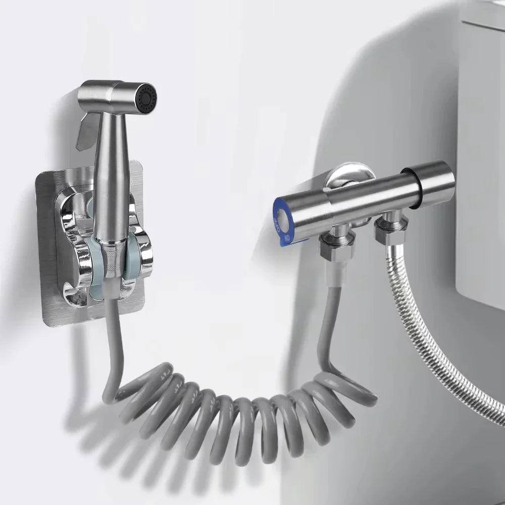 Toilet cleaning gun set one inlet and two outlet angle valve booster gun bathroom