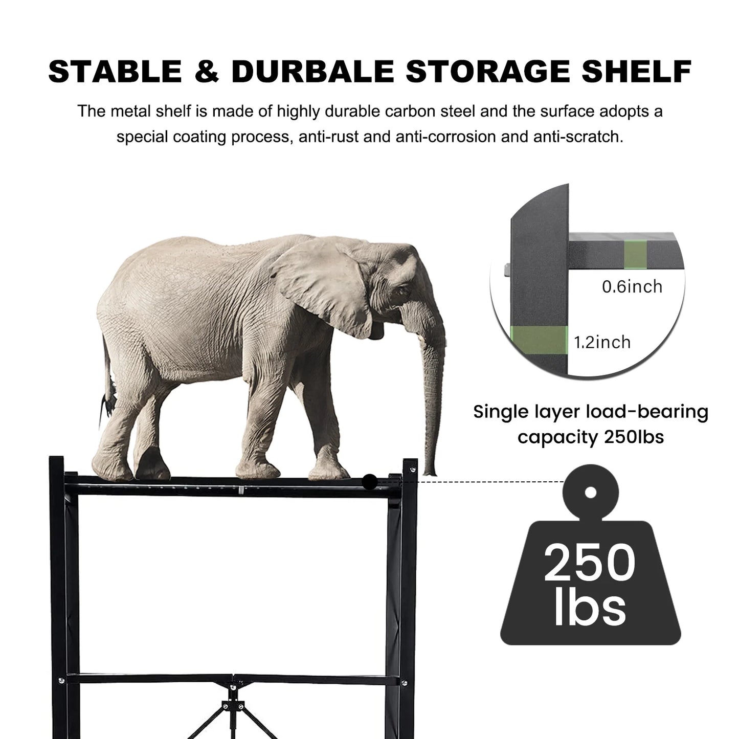 Storage Shelving 5-Tier With Wheel Unit Metal Shelf Adjustable Heavy Duty Foldable Organizer Rack