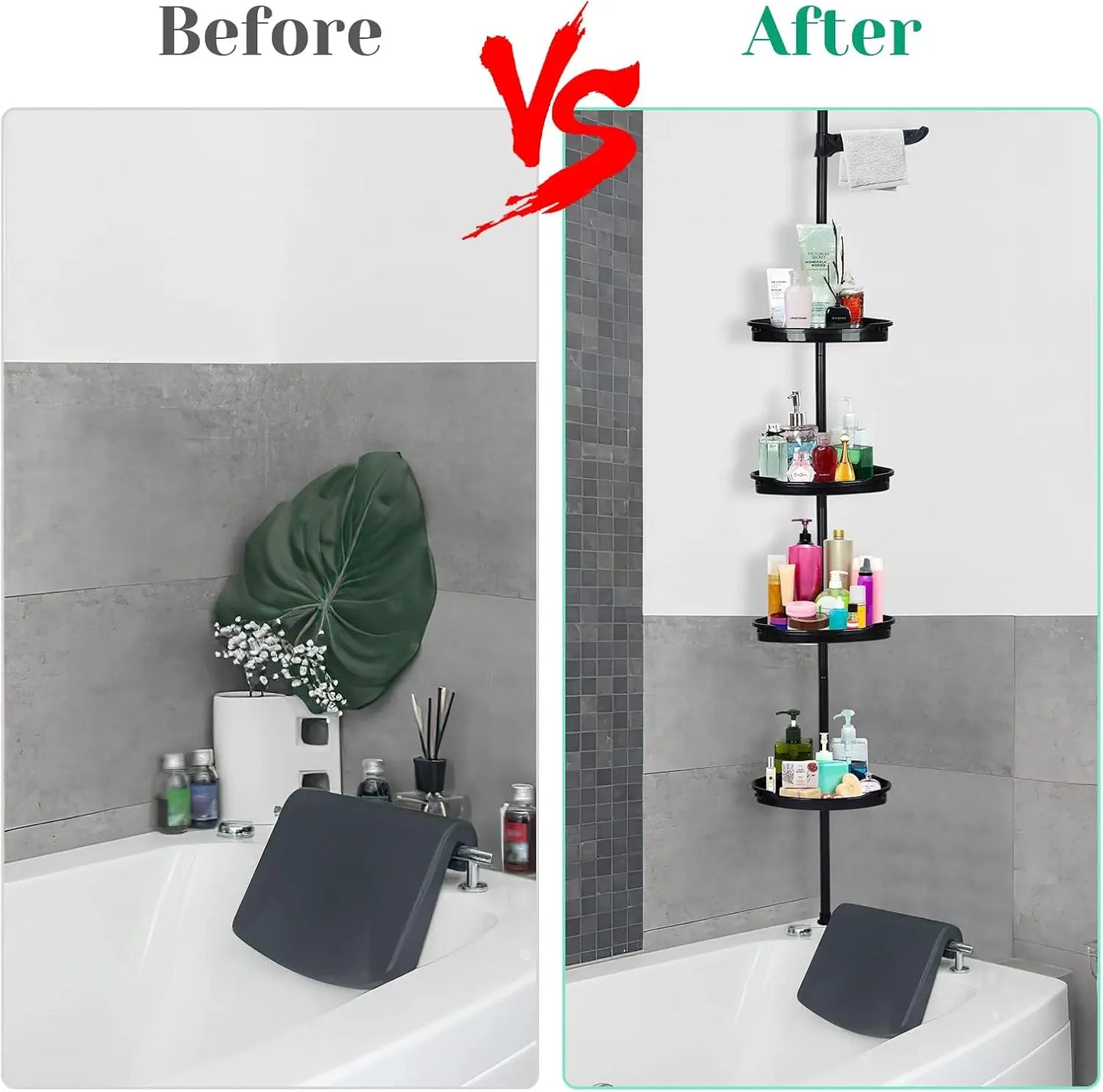 Four Tier Telescopic Corner Shower Storage Rack Organizer