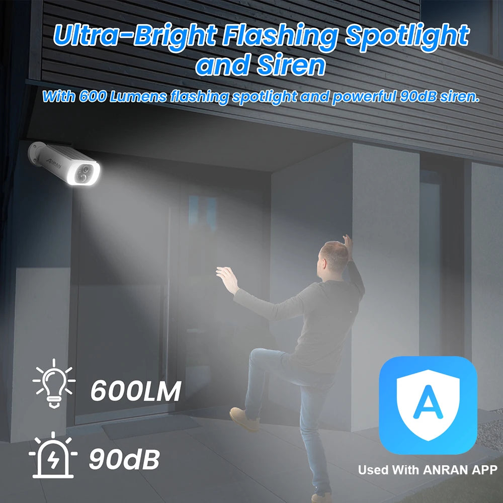 ANRAN Outdoor Solar Wireless Security Camera 3MP Floodlight