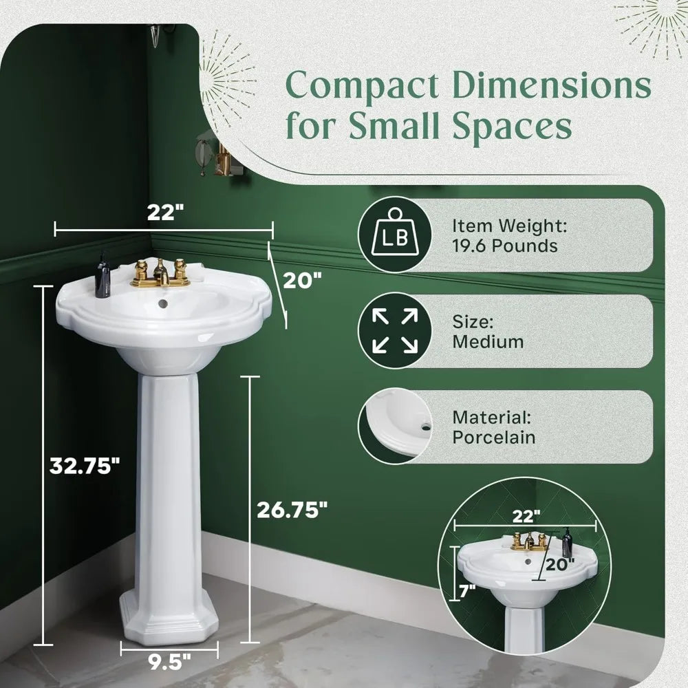 Renovators Supply Portsmouth Corner Pedestal Sink White