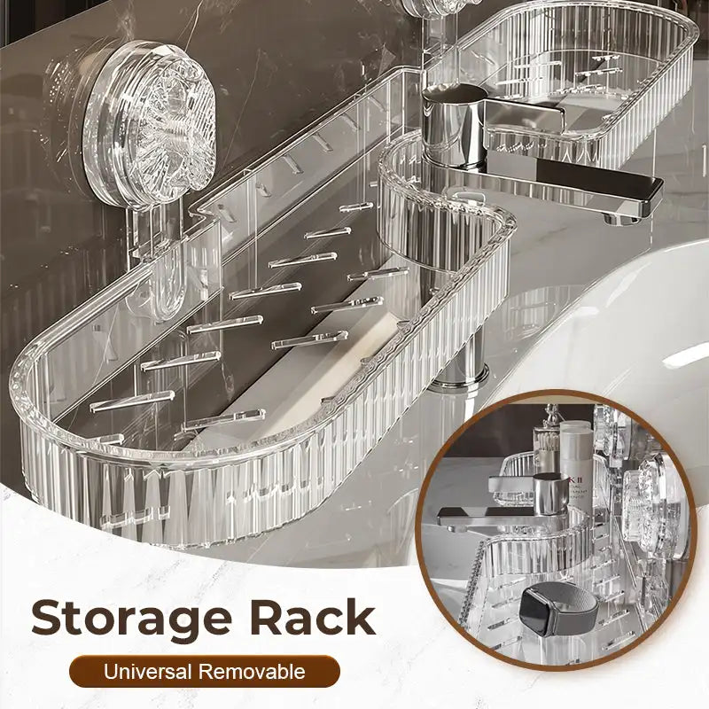 Shower Suction Cup Shelf Basket Light Glacier Pattern bathrm Organizer Storage Rotating To Suck Remove