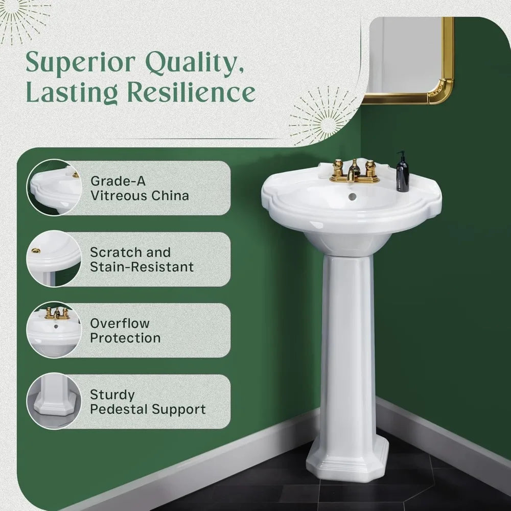Renovators Supply Portsmouth Corner Pedestal Sink White