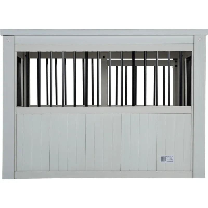 ECOFLEX® Homestead Sliding Barn Door Furniture Style Dog Crate - Antique White, Large (EHDBC15-04L) - Stylish, Dura