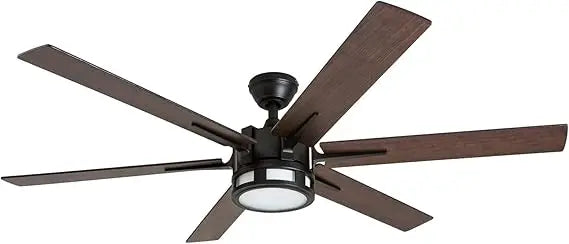 Kaliza Modern 56" Ceiling Fan with Light, Remote Control, LED, 6 Blades, Black Pine & Pewter Finish