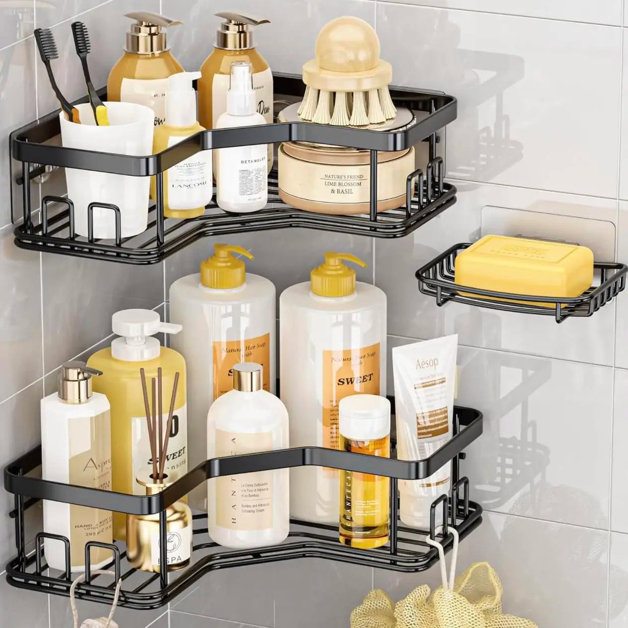 Rustproof Stainless Steel Adhesive Shower Caddy No Drilling