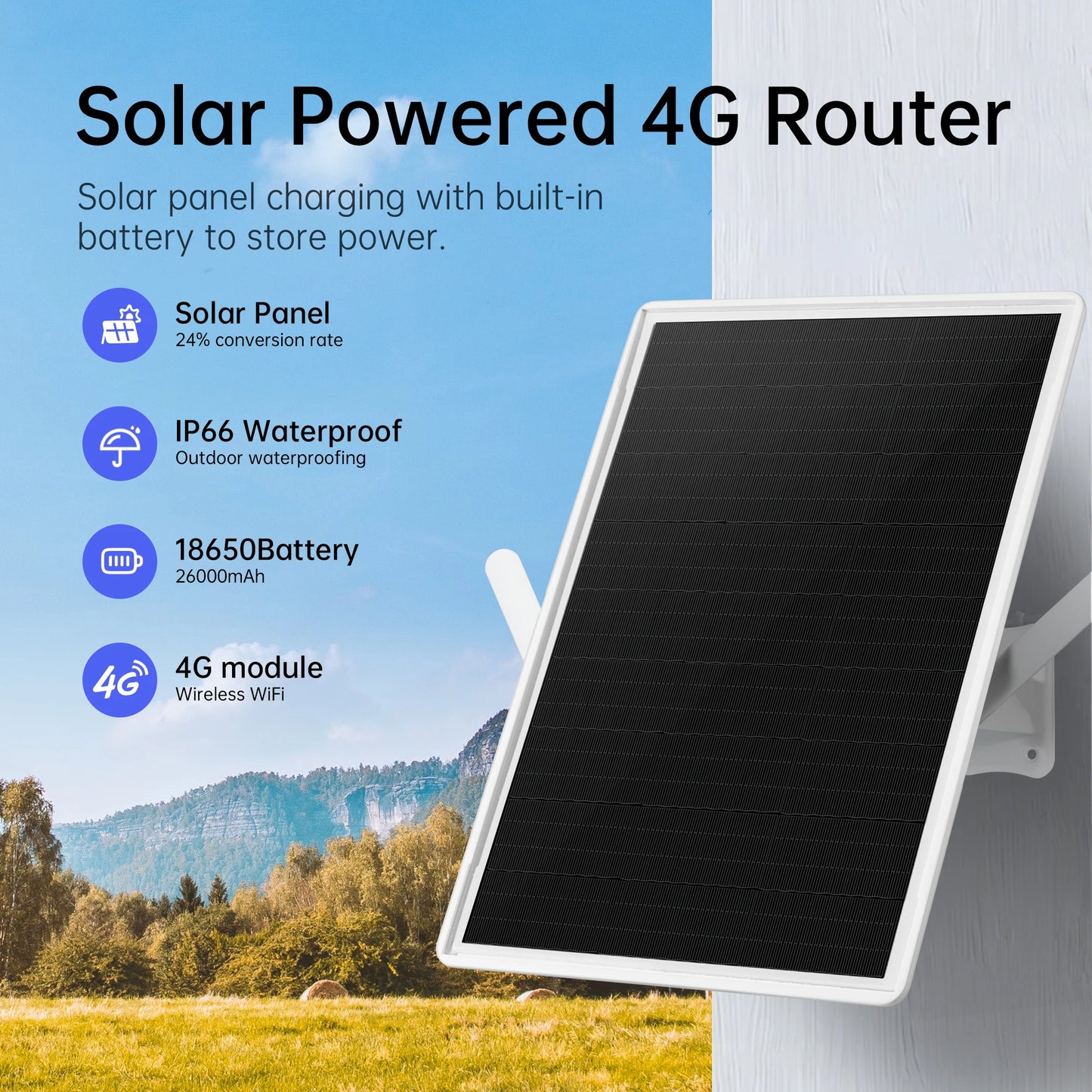 IP66 Waterproof Outdoor Solar Powered 4G SIM Card WIFI Router Ultra Long Standby 7 Days Portable 15W 25000mh for Mobile Device