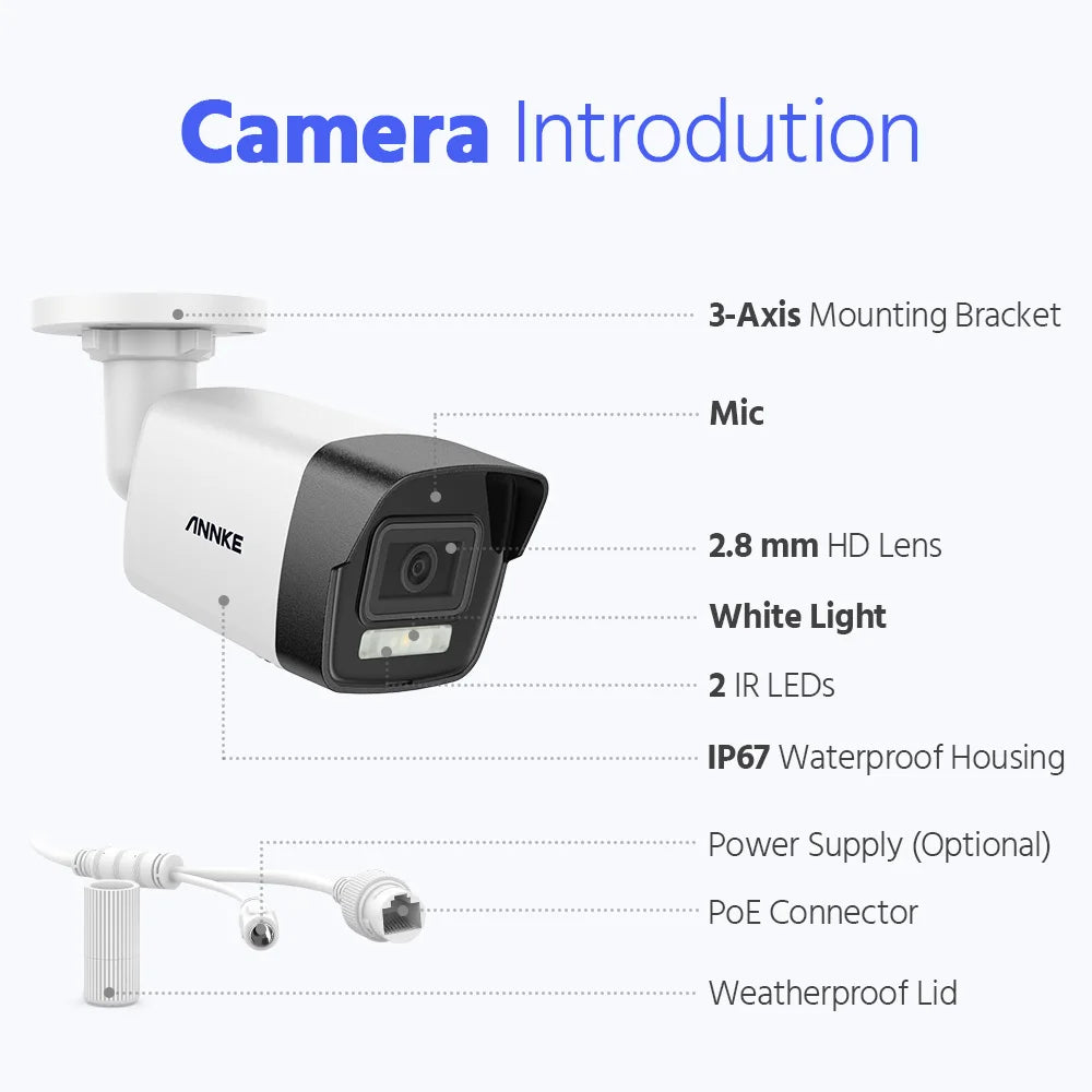 ANNKE 12MP 3K PoE IP67 Security Camera With Dual Light