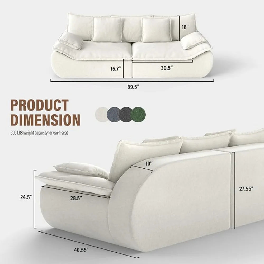 Sectional Sofa 2-Seater Modular – Comfy Loveseat with Throw, Deep Seat Small Sofa, Memory Foam for Living Rm