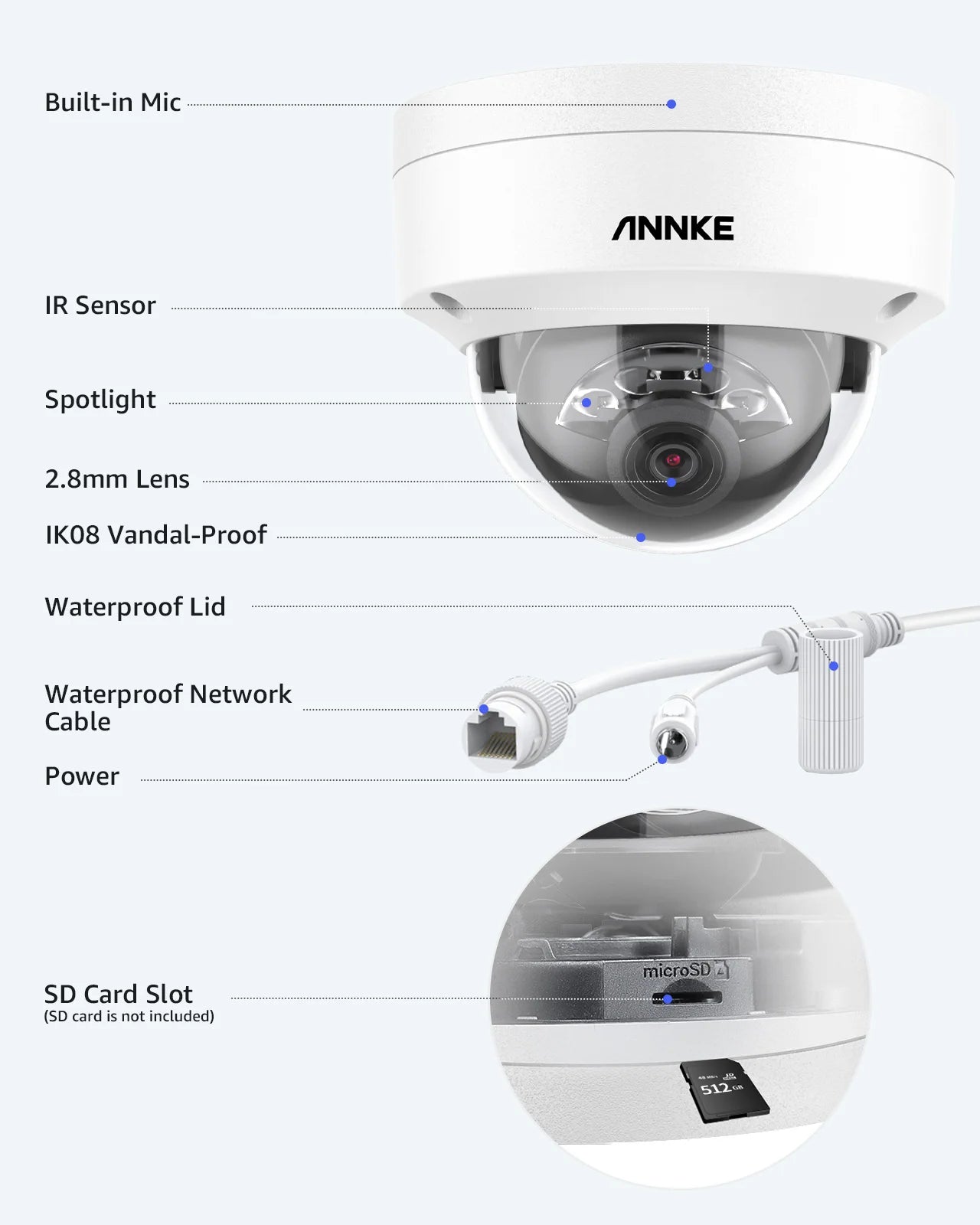 ANNKE 12MP 3K PoE IP67 Security Camera With Dual Light