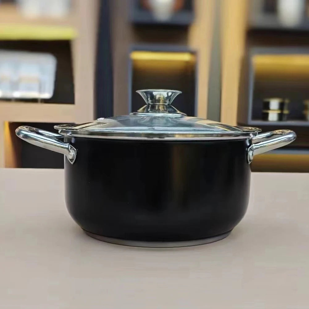 8Pcs Household Pot Set with Glass Lid Stainless Steel Cookware Set Leak Proof Universal Cooking Pot Combination