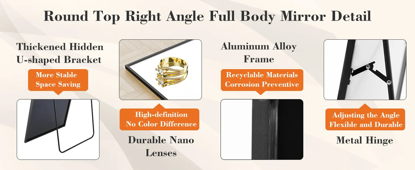 JHK 64"x21" Full Body Wall Mirror Standing Hanging or Leaning Wall-Mounted Mirrors