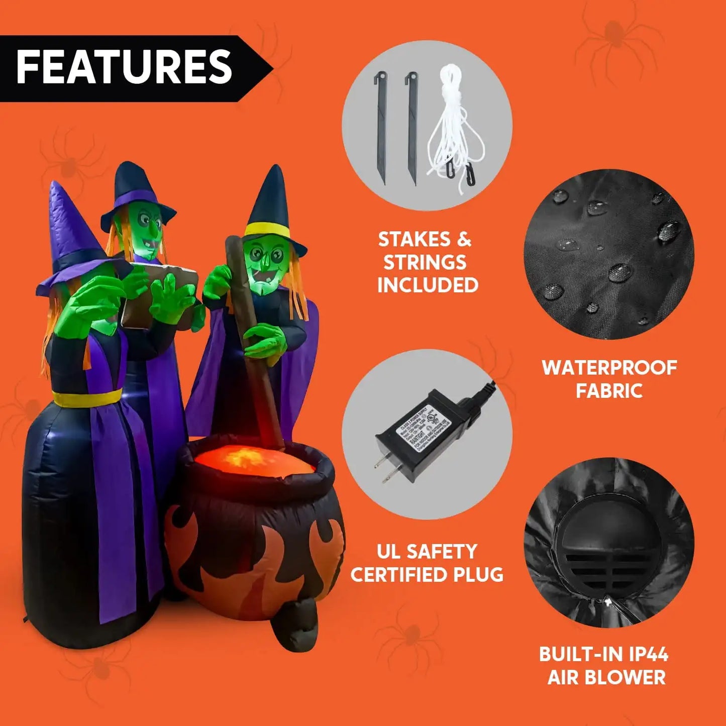 Joyfy 6 ft Halloween Inflatable Outdoor Witches Cauldron Pot Large Decorations with Flame Light for Halloween Decoration