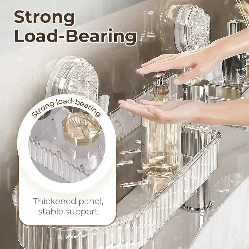 Shower Suction Cup Shelf Basket Light Glacier Pattern bathrm Organizer Storage Rotating To Suck Remove