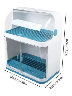2 Layer Dish Drying Rack With Cover Drip Tray For Kitchen