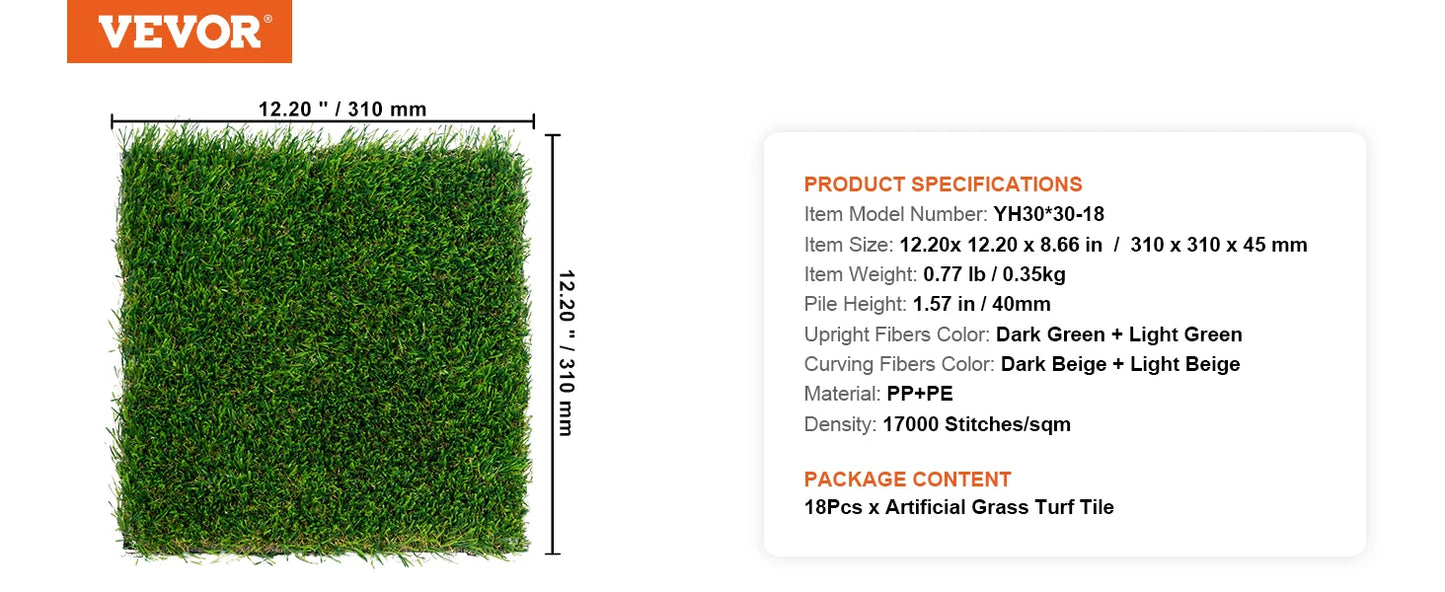 Artificial Grass Rug Outdoor Door Mat Drainage Holes Patio