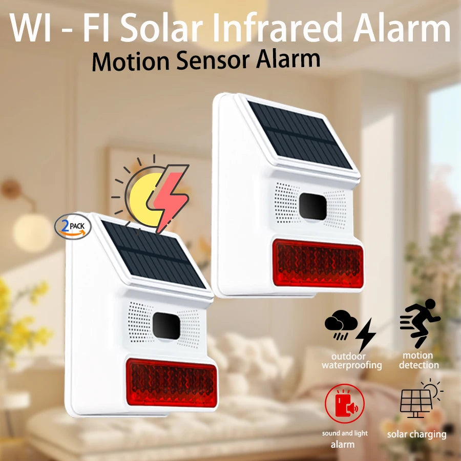 PGST Outdoor Solar Sound And Light Alarm With A Motion Sensor Blares At 100 Decibels,433MHz,For Home Anti-Theft,home Security