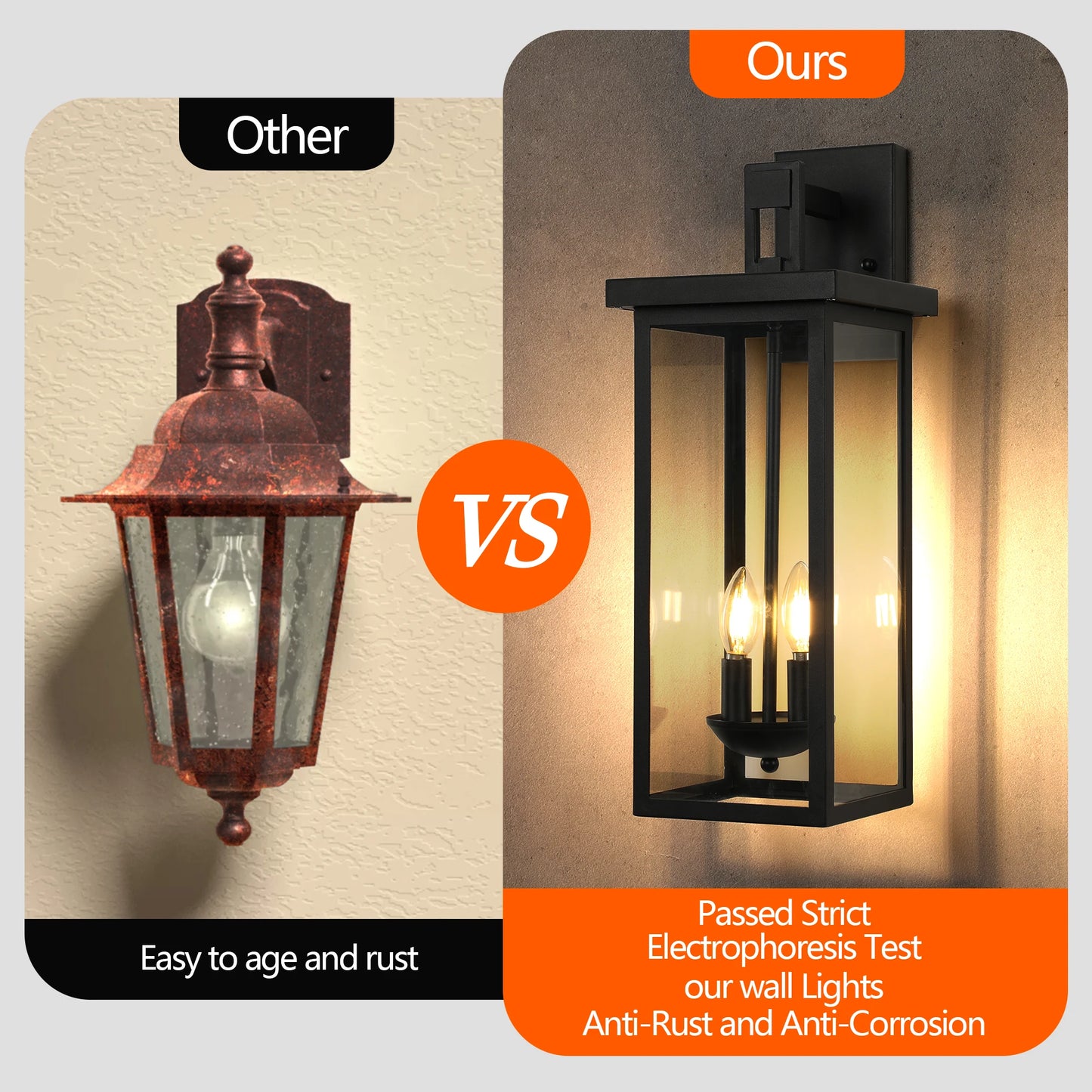 22"(H) Outdoor Wall Lantern with Dusk to Dawn Sensor Matte Black Finish Clear Glass Panels