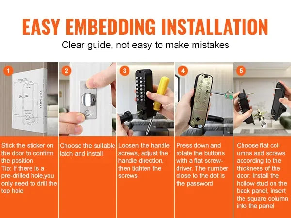 Mechanical Keyless Entry Door Lock, 14 Digit Keypad, Embedded Outdoor Gate Door Locks Set with Keypad and Handle, Water-proof Z