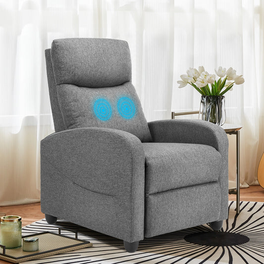 JHK Recliner Chair Massage Sofa Lumbar Support Grey