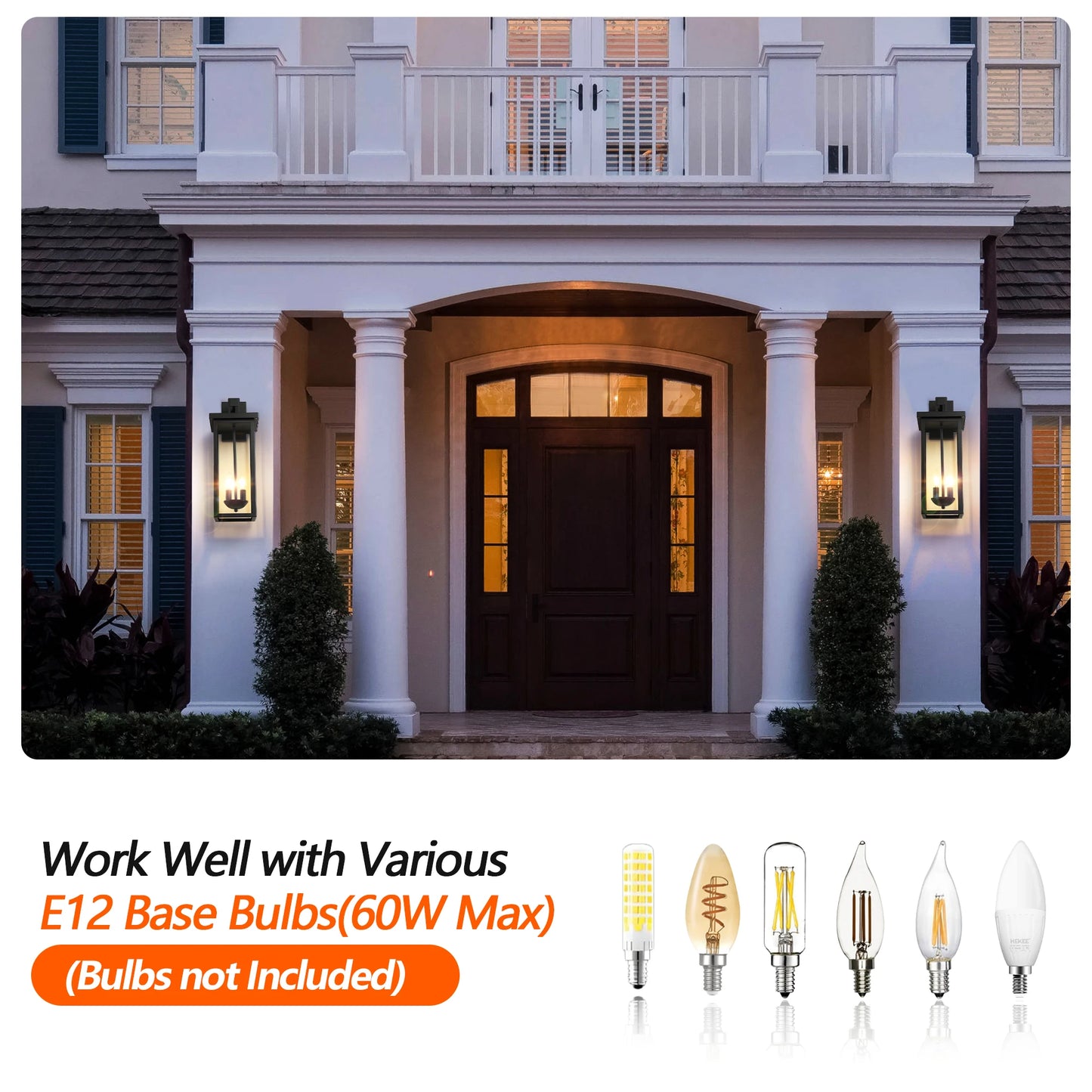 22"(H) Outdoor Wall Lantern with Dusk to Dawn Sensor Matte Black Finish Clear Glass Panels