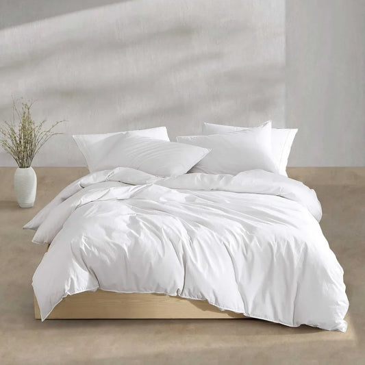 Cotton Washed Percale Duvet Cover Set, Modern Bedding with Matching Shams, Cozy Home Decor