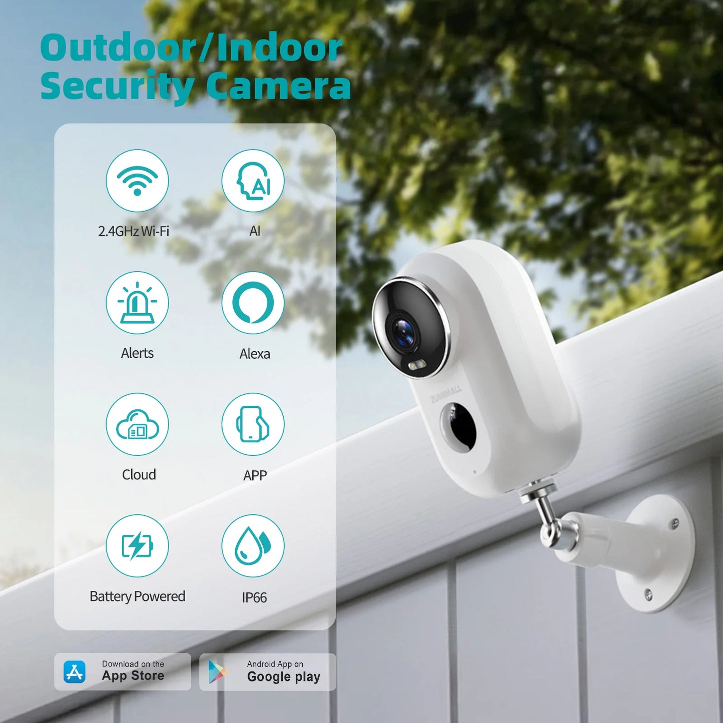 ZUMIMALL APP F5 Security Cameras Wireless Outdoor with Magnetic Mount
