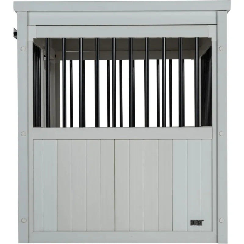 ECOFLEX® Homestead Sliding Barn Door Furniture Style Dog Crate - Antique White, Large (EHDBC15-04L) - Stylish, Dura