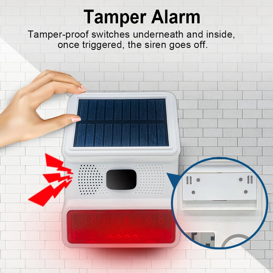PGST Outdoor Solar Sound And Light Alarm With A Motion Sensor Blares At 100 Decibels,433MHz,For Home Anti-Theft,home Security
