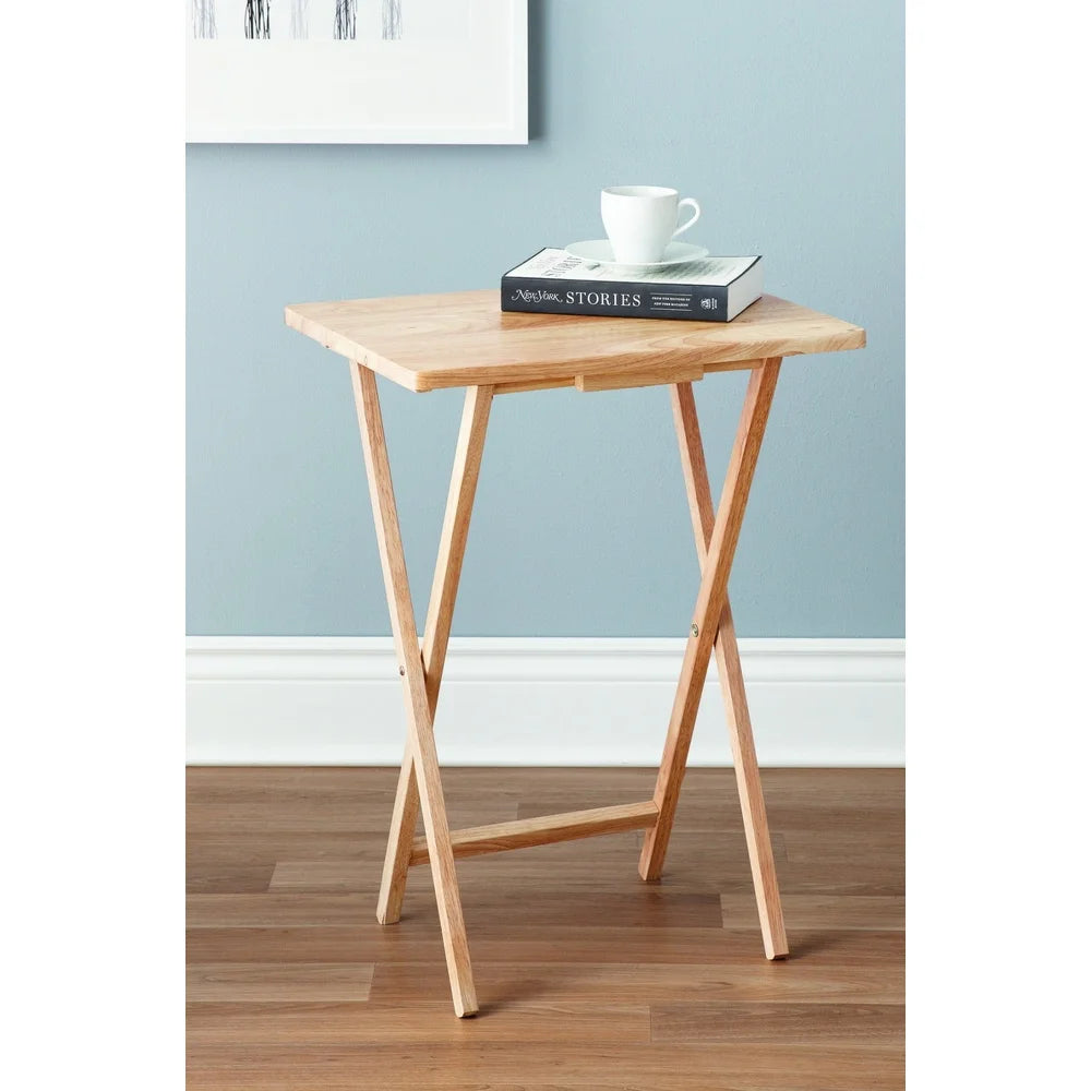 Portable Folding TV Tray Table Lightweight Solid Rubberwood