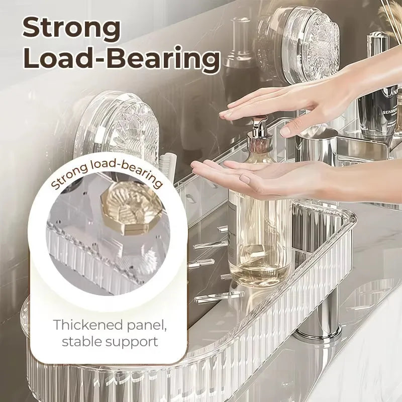 Shower Suction Cup Shelf Basket Light Glacier Pattern bathrm Organizer Storage Rotating To Suck Remove