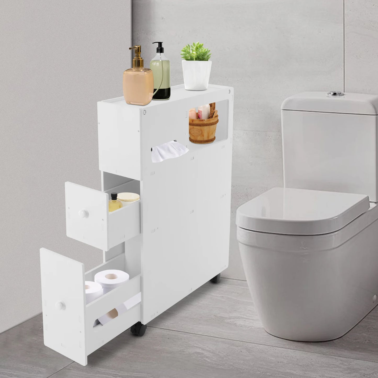 Bathroom Storage Cabinet, Narrow Floor Storage Cabinet, Storage Cabinet with Drawers